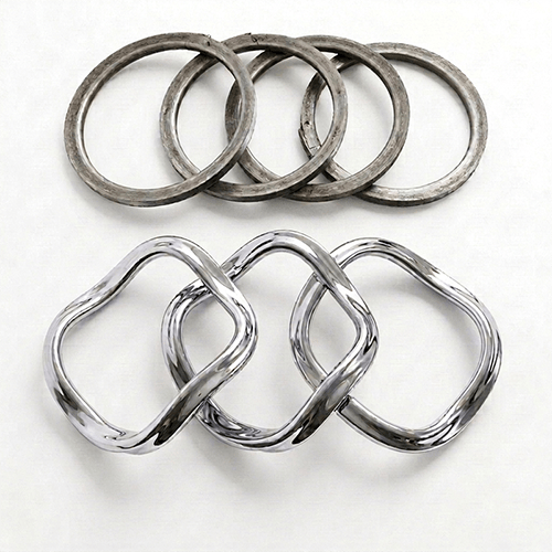 flat and convoluted metal ring